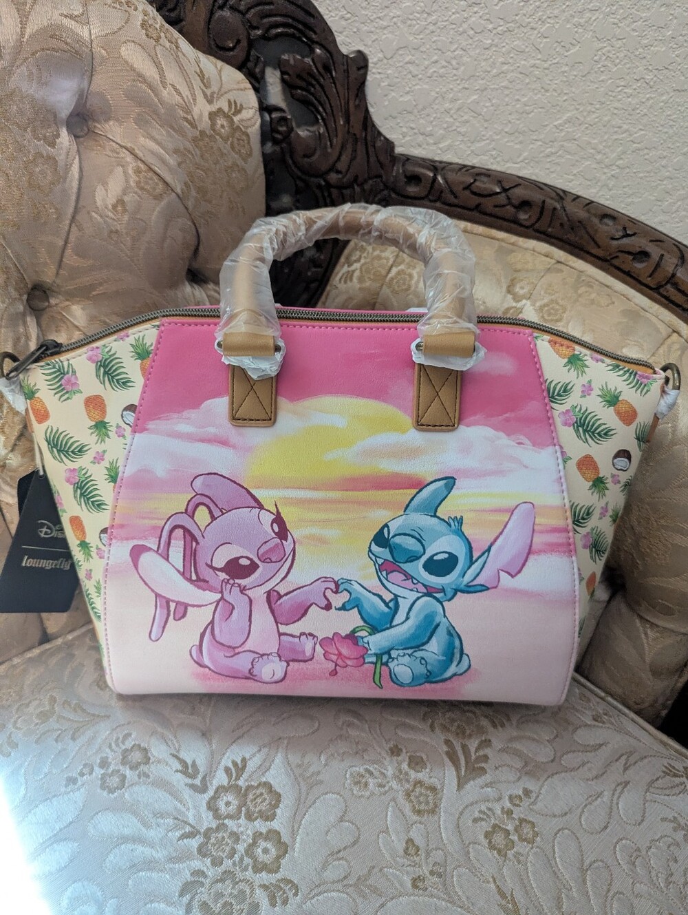 Stitch and Angel Beach Sunset Disney Loungefly Purse/Satchel